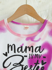 Kid's 2pcs MAMA IS MY BESTIE Print Pajamas Set