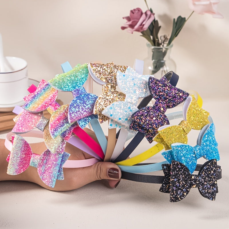 5pcs Girls Headbands Glitter Bow Hair Hoops Hairbands Hair Accessories