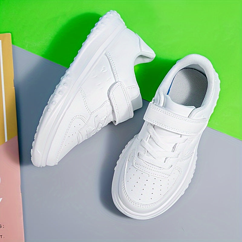 Girl's Solid Skate Shoes Comfy Non Slip Casual Soft Sole Sneakers For Kids