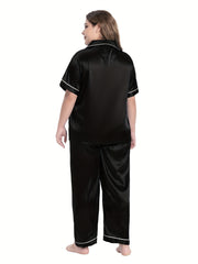 Satin Pajama Set Button Up Shirt & Pants