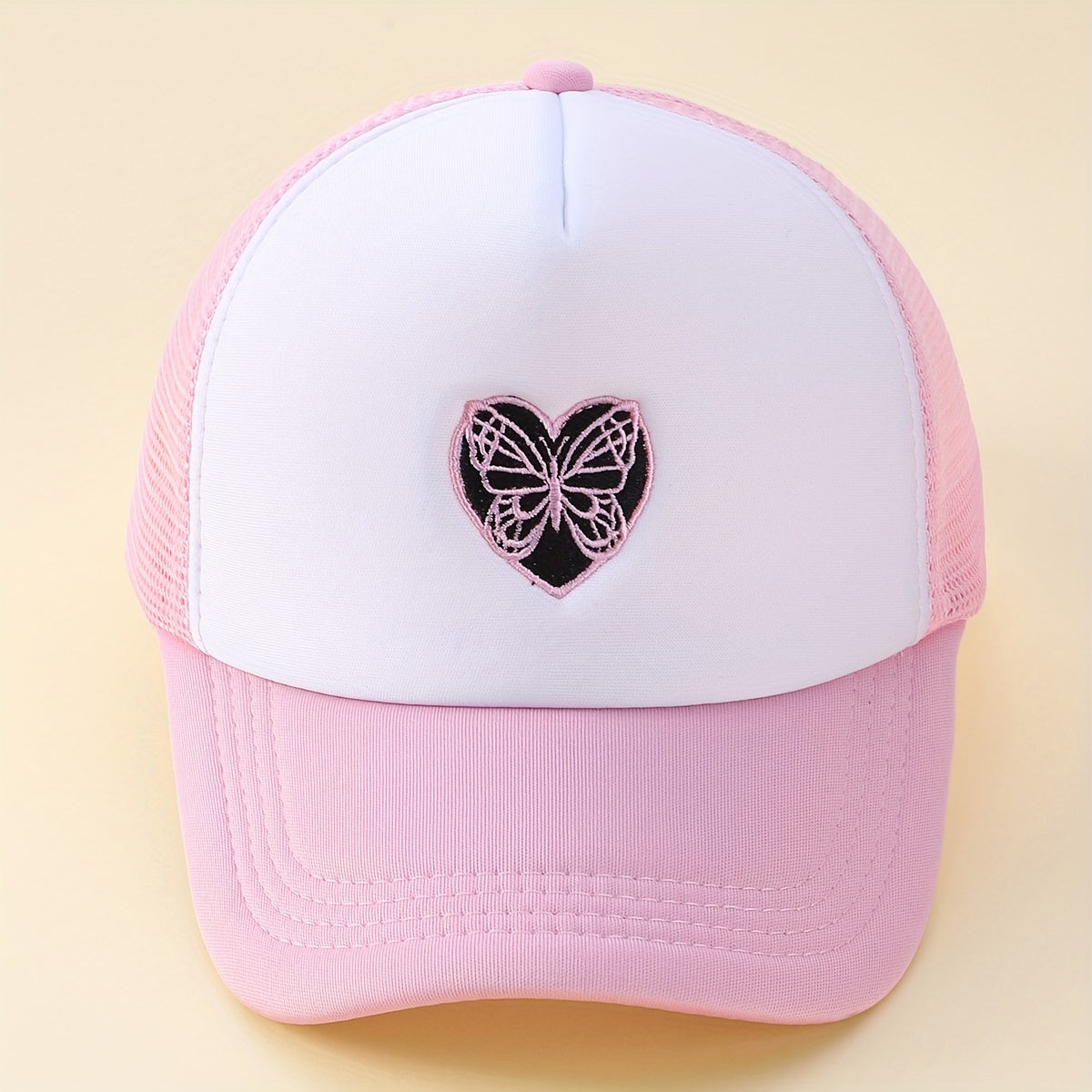 Butterfly Heart Embroidery Trucker Hat Cartoon Block Baseball Cap