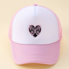 Butterfly Heart Embroidery Trucker Hat Cartoon Block Baseball Cap