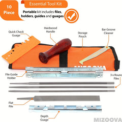 Chainsaw Sharpener File Kit 10pcs Set 5/32, 3/16, 17/32 Wood Handle