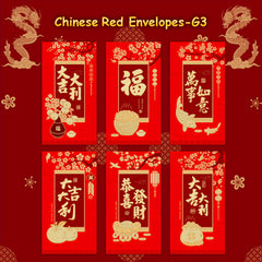 6pcs Red Envelopes 3D Embossed Lucky Money Pockets Wedding Supplies