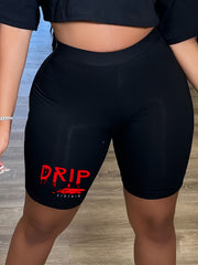 Letter Print Biker Shorts High Waist Casual Spring & Summer