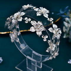 Rhinestone Flower Bride Headwear Hair Hoop for Banquet Plate