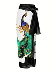 Peacock Print Swimsuit & Cover Up Set