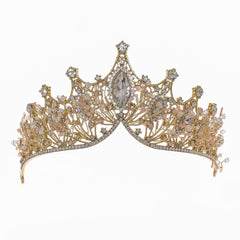 Golden Rhinestone Crown Headband Wedding Bride Hair Tiara