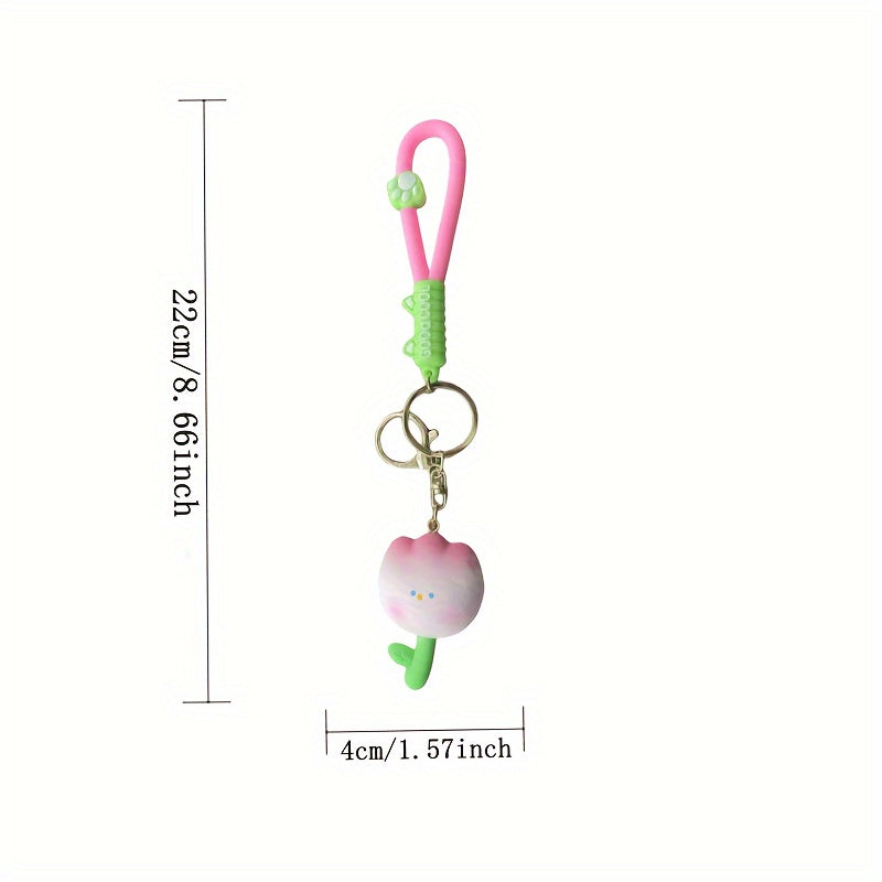 Cartoon Resin Tulip Keychain Doll Keyring Small Ornament For Car Bag