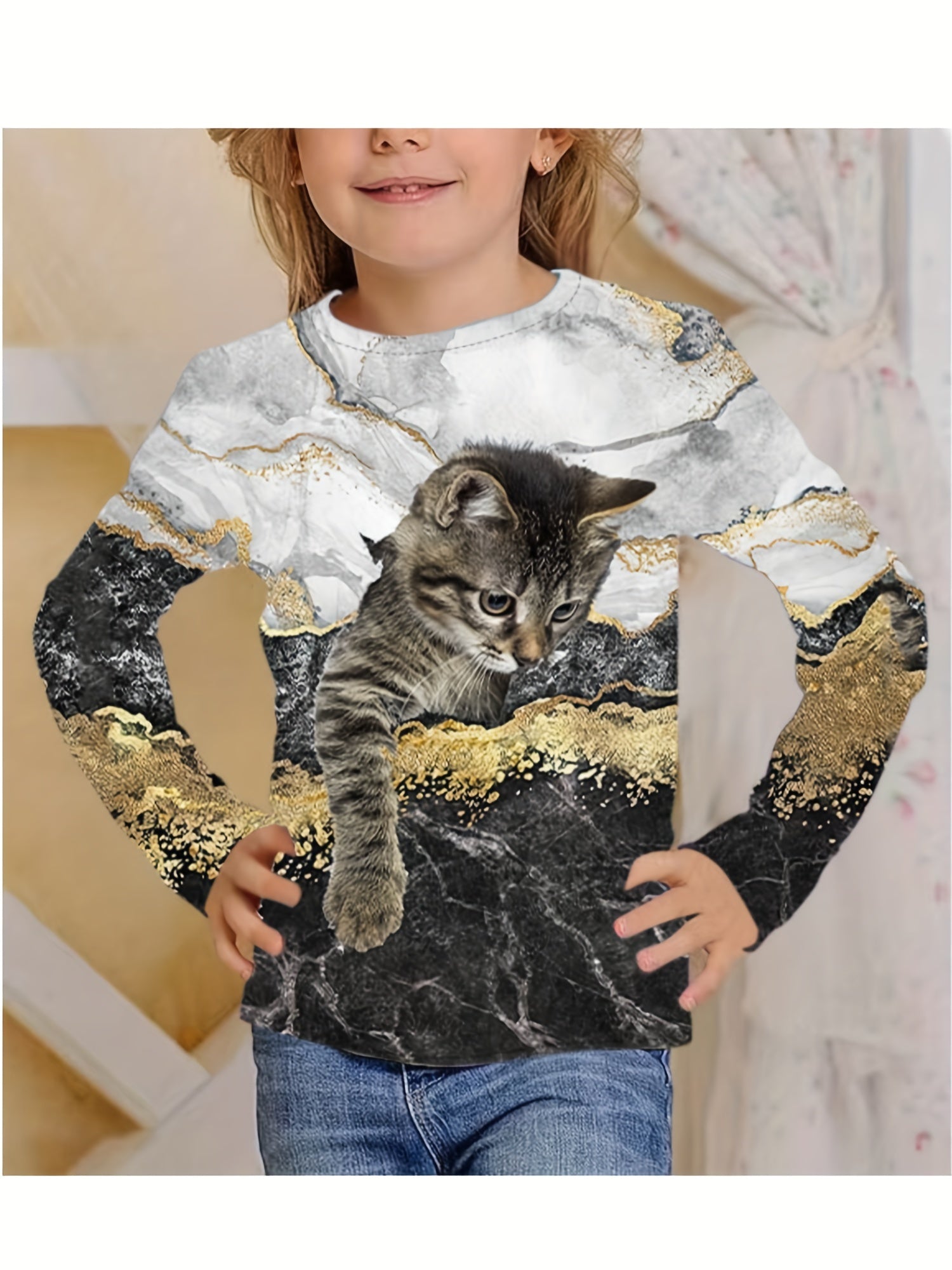 3D Print Kitty Friends Graphic T shirt for Girls