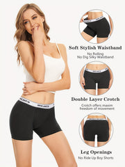 4pcs Letter Print Boyshort Panties Soft & Comfortable Stretch Panties