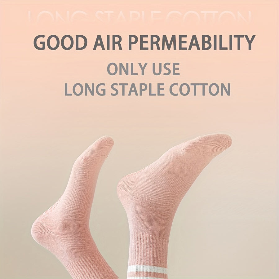 3 Pairs Non slip Yoga Socks With Grips Mid tube Socks Breathable & Comfortable