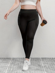 Basic Leggings Women's Plus Plain High Rise Leggings