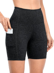 High Waist Yoga Shorts with Pocket High-Stretch Running Fitness Cycling Sports