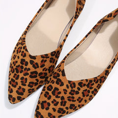 Leopard Print Flat Shoes Pointed Toe Slip On Ballet Flats