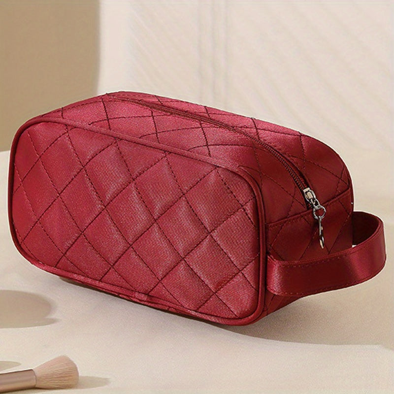 Waterproof Rhombus Makeup Bag Large Zipper Cosmetic Pouch