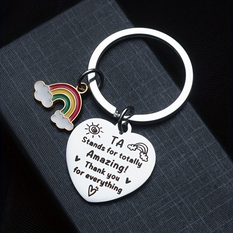 Stainless Steel Graduation Keychain Rainbow Pendant Senior Year Gift