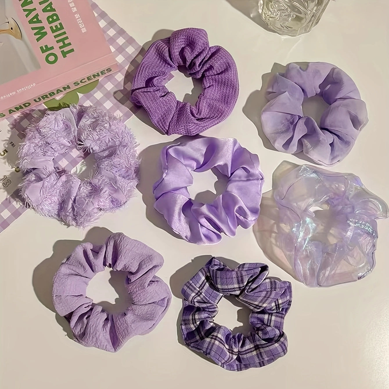 7pcs Summer Romantic Hair Tie Hair Bands Ponytail Holders Girls Hair Accessories