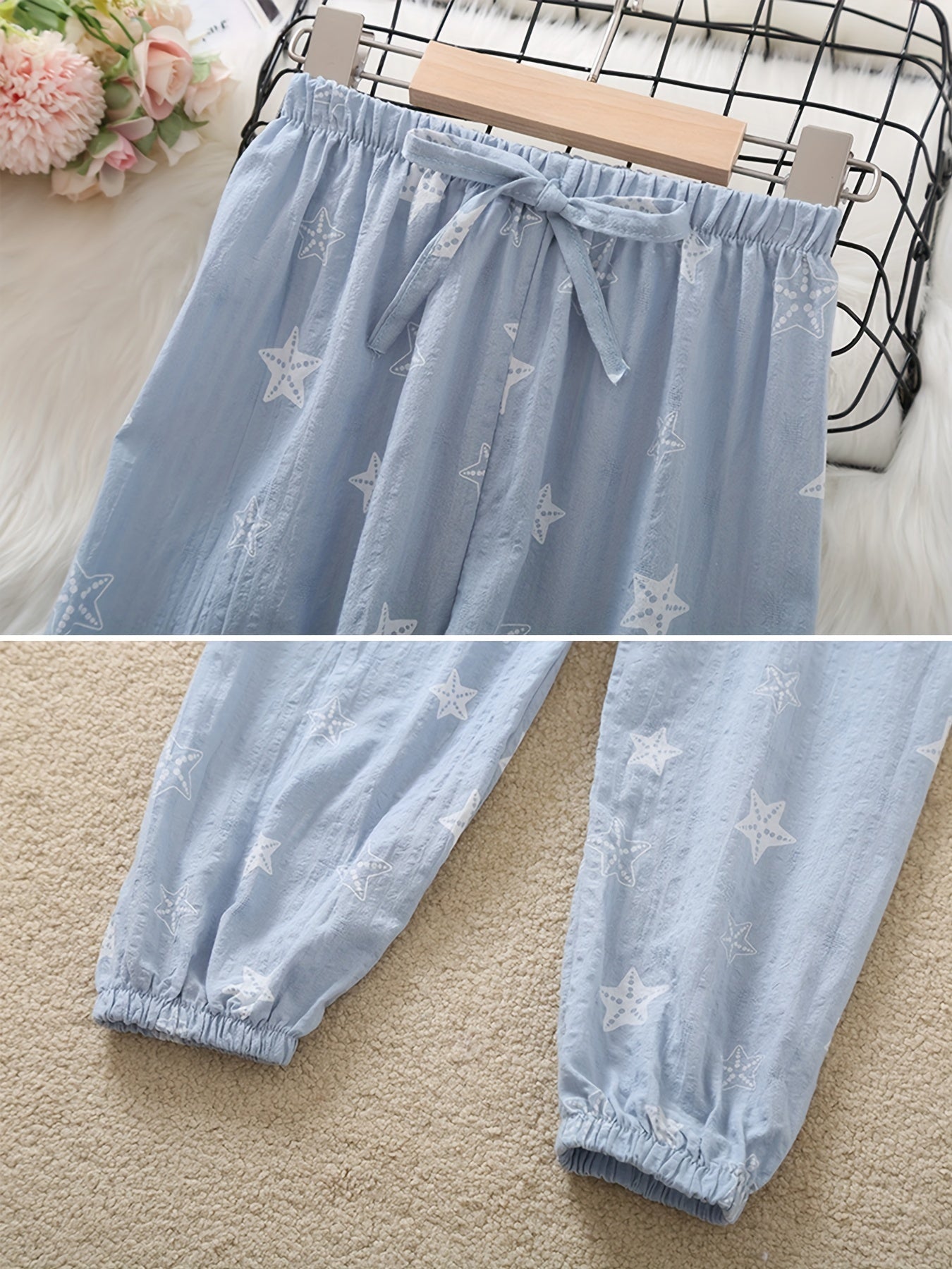 Girls' Stars Graphic Baggy Fit Casual Joggers