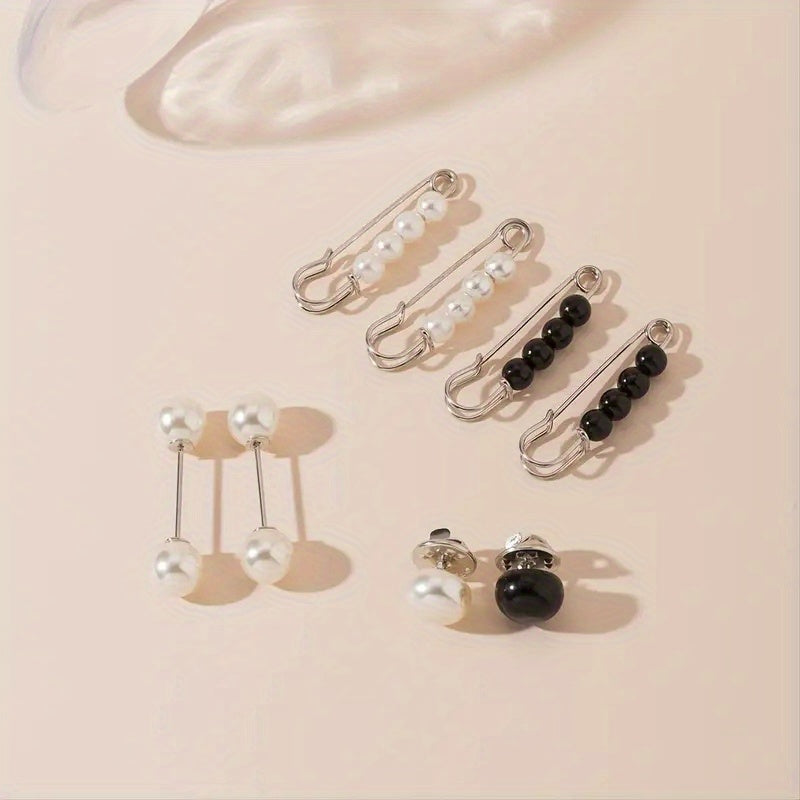 8pcs Faux Pearl Brooch Pins for Women Clothing Dresses