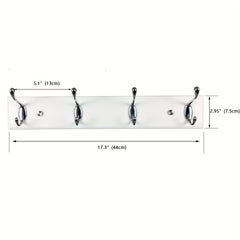 Wooden Coat Rack Wall Mount With 4 Hooks Silvery Wood