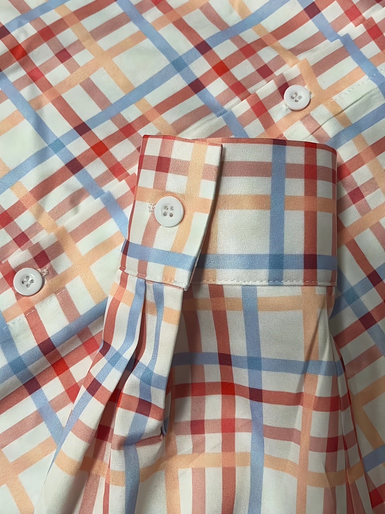 Plaid Print Long Sleeve Button Up Shirt Top