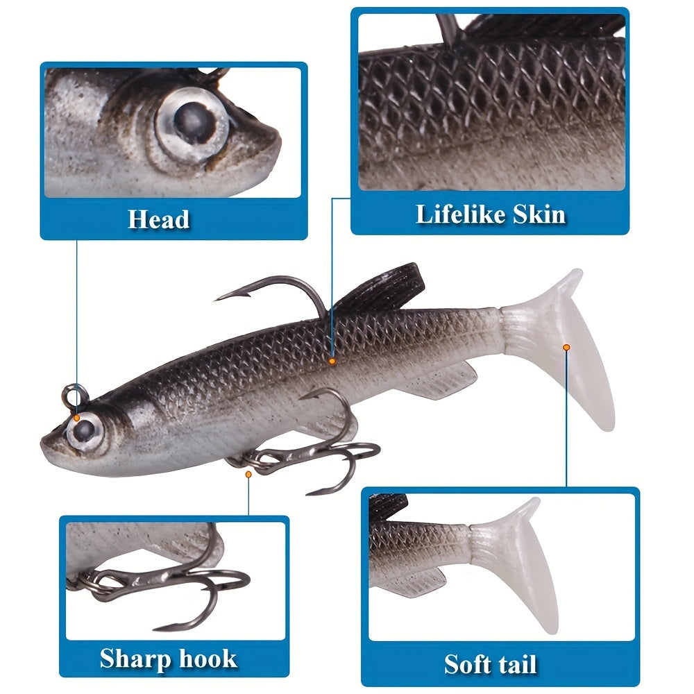 11pcs Bionic Soft Baits Paddle Tail Swimbait for Fishing