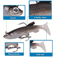 11pcs Bionic Soft Baits Paddle Tail Swimbait for Fishing