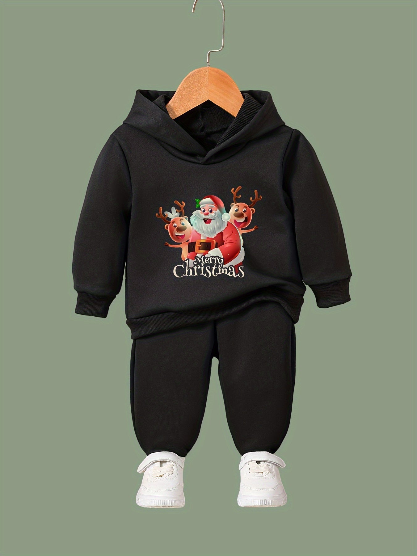 Girls 2pc Santa Claus Hooded Sweatshirt & Sweatpants Set