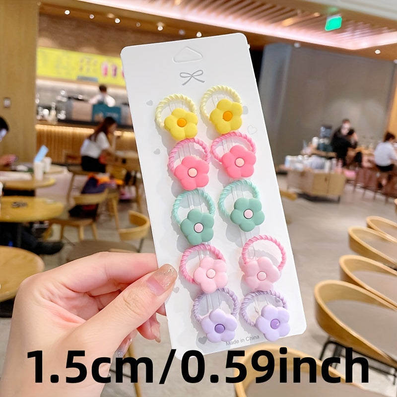 10pcs Children's Rubber Hair Band Large Hair Rope Sweet Bow Hair Ties