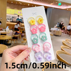 10pcs Children's Rubber Hair Band Large Hair Rope Sweet Bow Hair Ties