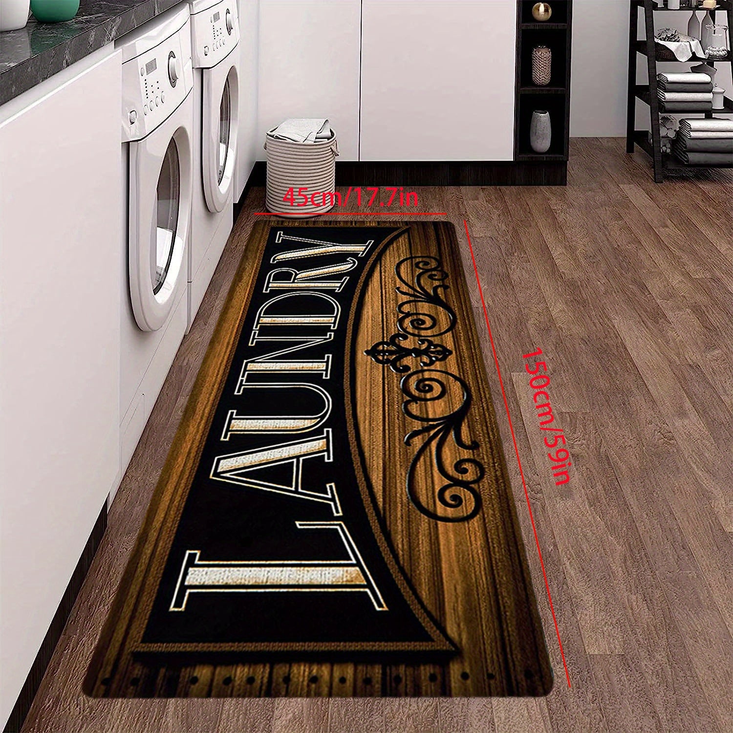 Brown Non Slip Laundry Room Rug Runner - Washable Floor Carpet