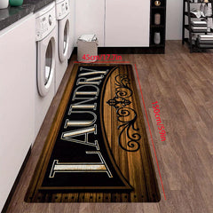Brown Non Slip Laundry Room Rug Runner - Washable Floor Carpet