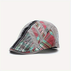 Handsome Punk Hat Mens Peaked Cap Plaid Sun Protection Baseball Cap