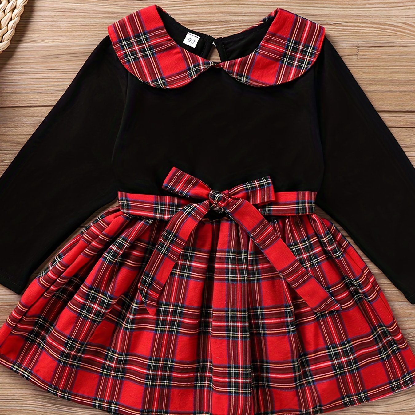 Sweet & Classic Plaid Long Sleeve Collar Dress Toddler Girl Christmas Outfit