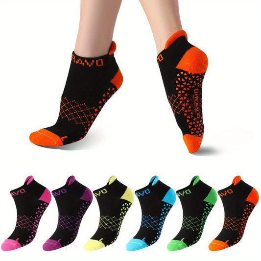 6 Pairs Argyle Yoga Socks Anti skid Low Cut Cotton Breathable Gripper Socks