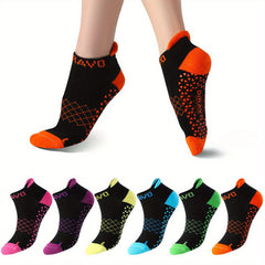 6 Pairs Argyle Yoga Socks Anti skid Low Cut Cotton Breathable Gripper Socks