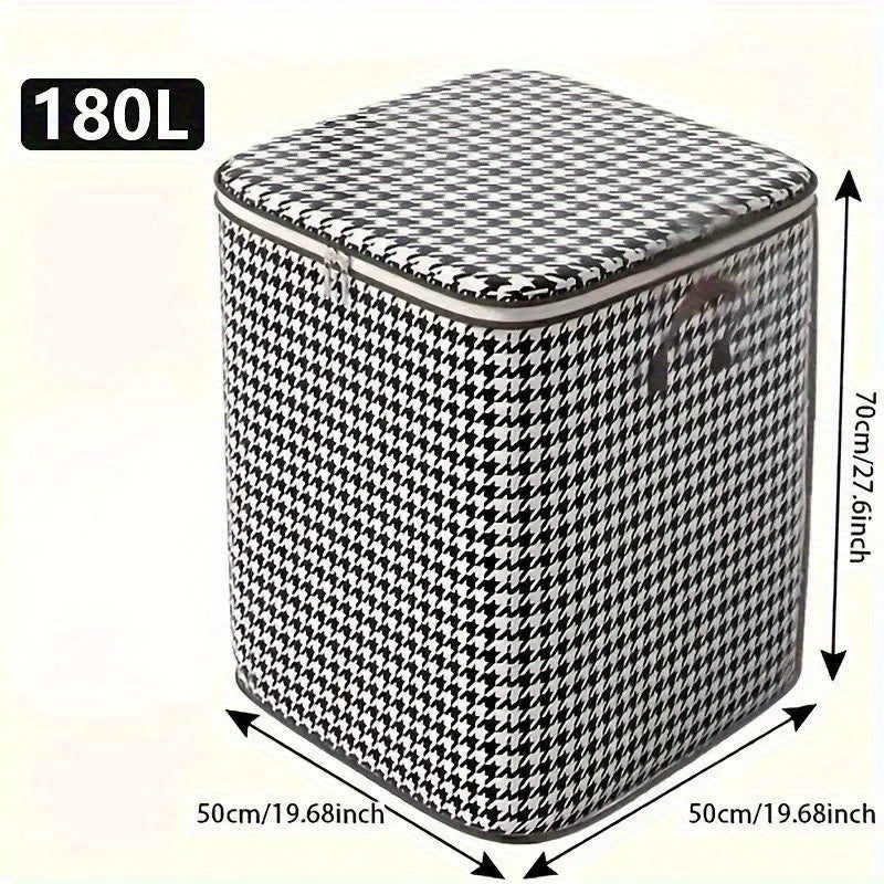 180L Houndstooth Storage Bags Non Woven Fabric Zippered Dust Proof Organizers