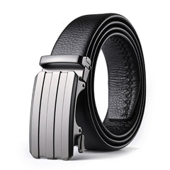 Men's Cowhide Leather Belt Automatic Buckle Business Belt