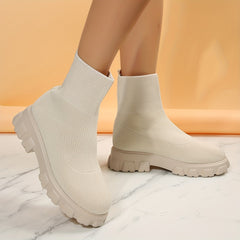 Women's Casual Stretch Knit Mid Calf Sock Boots