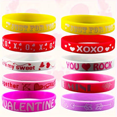 8pcs Couple Heart Shape Rubber Bracelet LOVE Gift Wrist Band