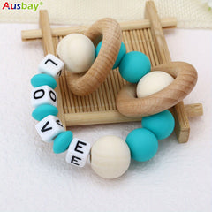 Personalized Rattle Teether Ring for Baby Boys and Girls