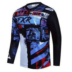 Men's Motocycle Pattern Cycling Jersey - Active Breathable Moisture Wicking