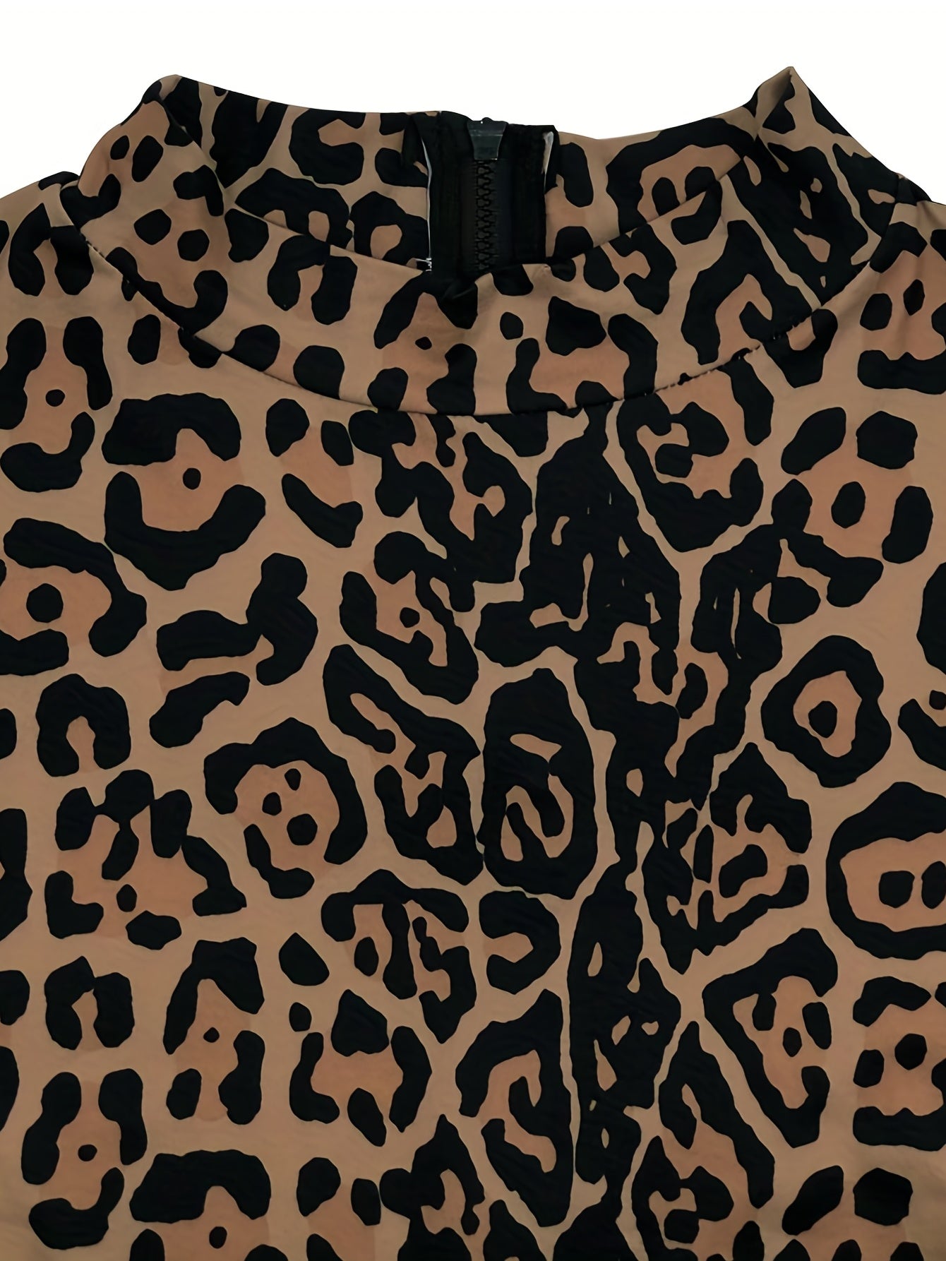Women's Plus Leopard Print Long Sleeve Mock Neck Maxi Dress