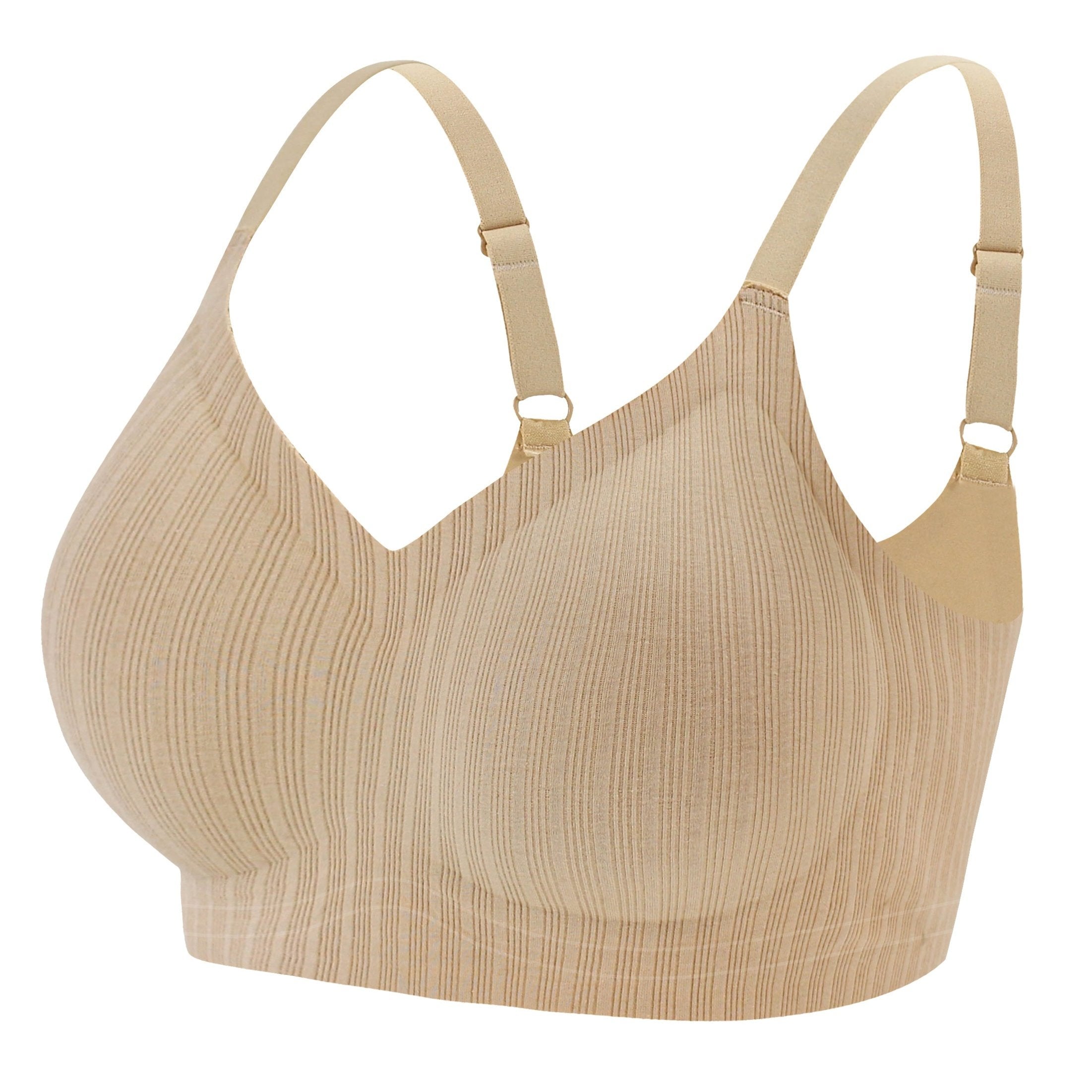 Women's Push Up Bra Striped Side Comfortable Solid Soft Bra Lingerie
