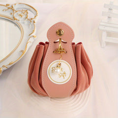Velvet Gift Bags Drawstring Pouch with Pearl Charm