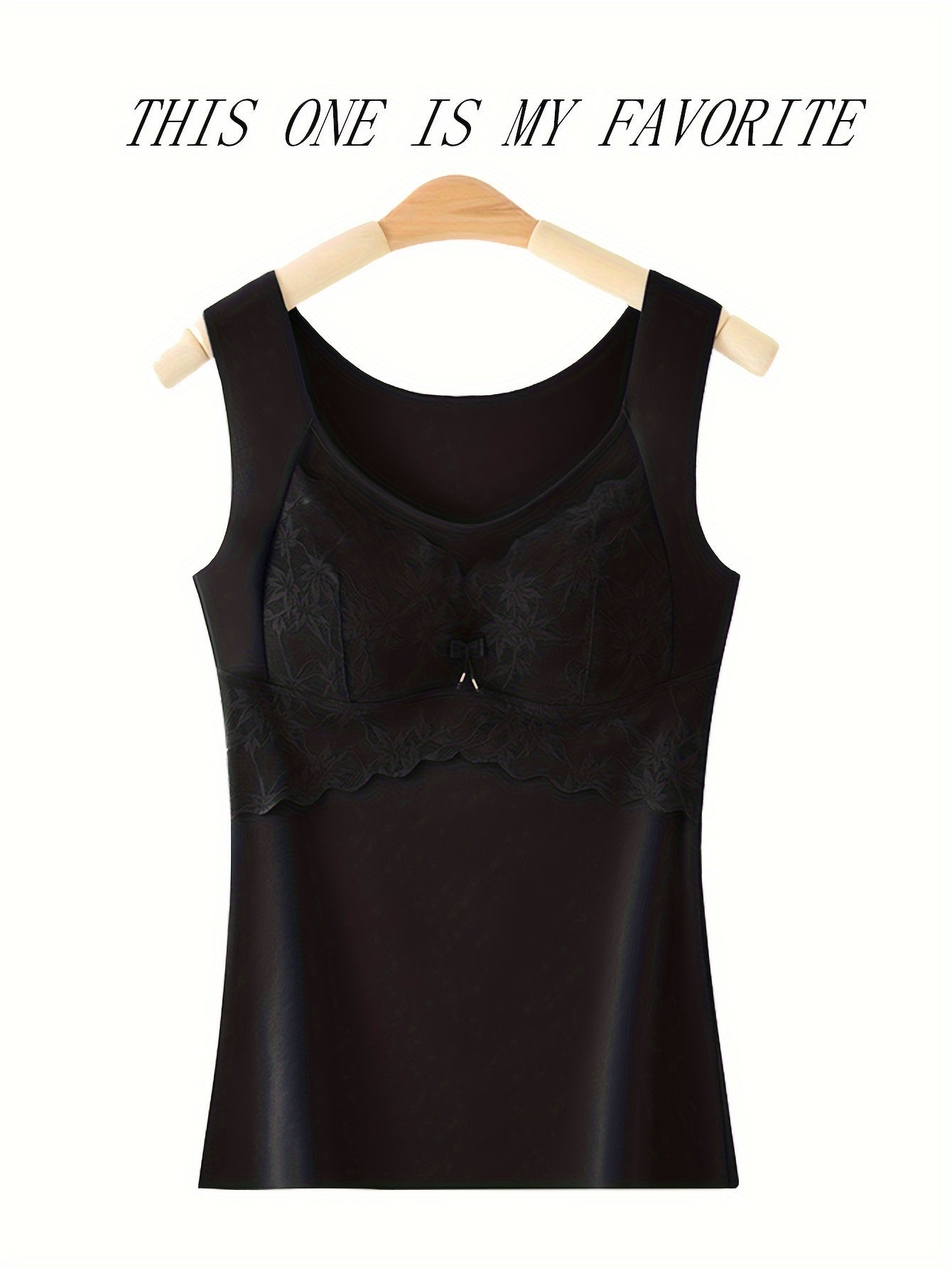 Lace Thermal Tank Top Crew Neck Sleeveless Women's Lingerie