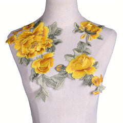 Flower Embroidery Applique 3D Symmetrical Sew On Patches F