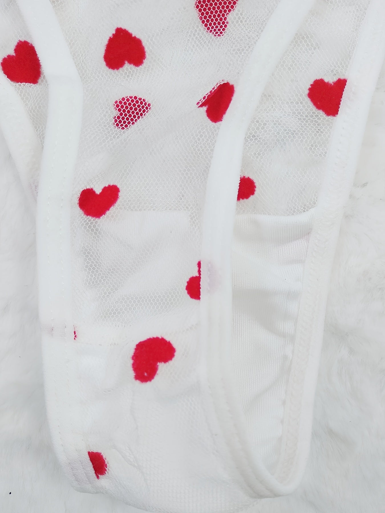 Sexy Heart Print Mesh Bra & Panty Lingerie Set