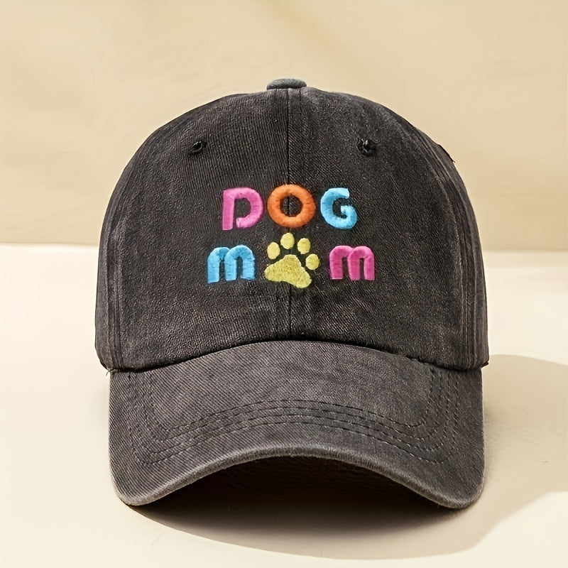Unisex Sunshade Bucket Hat w/ DOG MOM Embroidery, Double Sided Sun Hat
